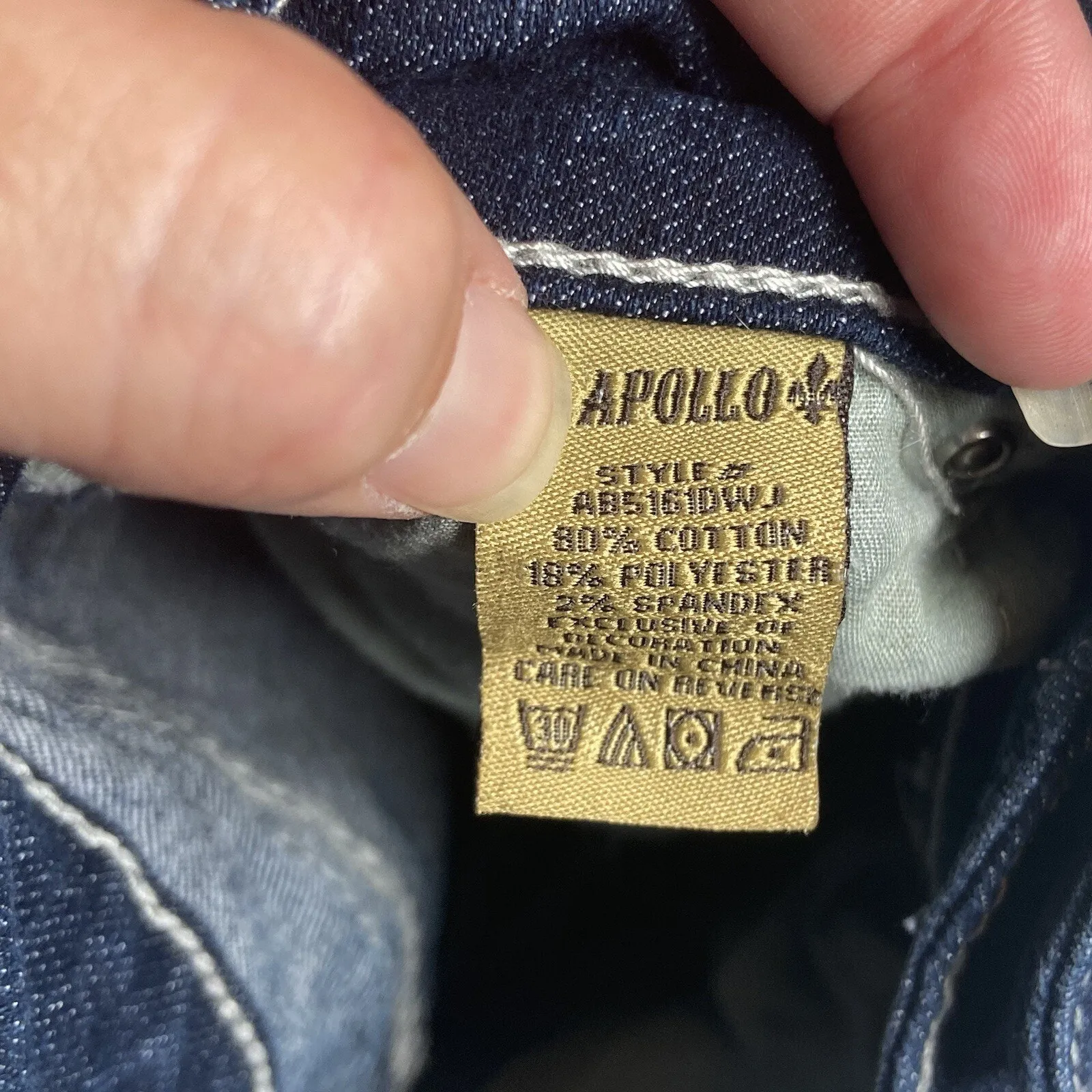 Apollo Jean Shorts Womens 5/6 Rhinestone Embellished Pockets Denim Bermuda Blue - Image 6