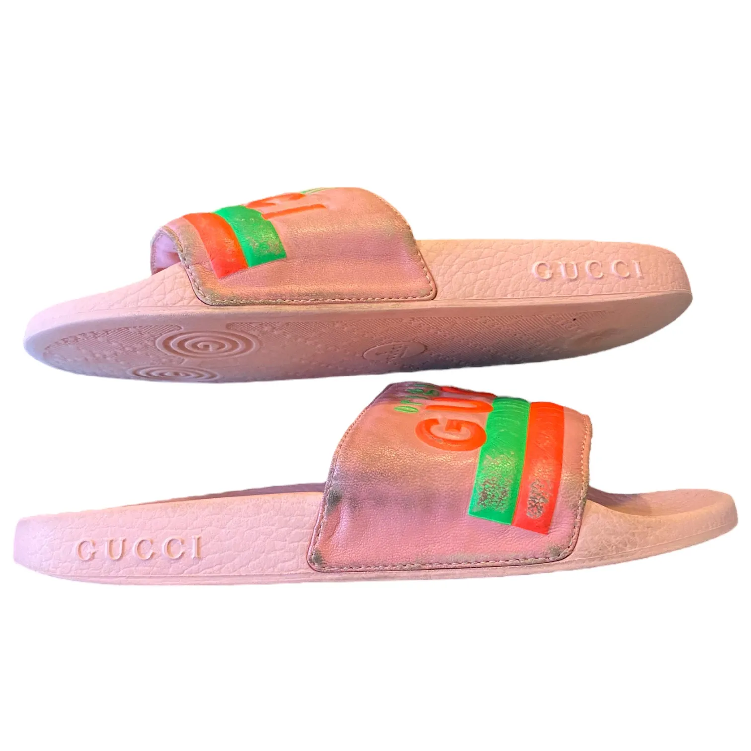 Gucci Limited Edition Authentic Neon Pink Pool Beach Slides Size 6 - Image 8