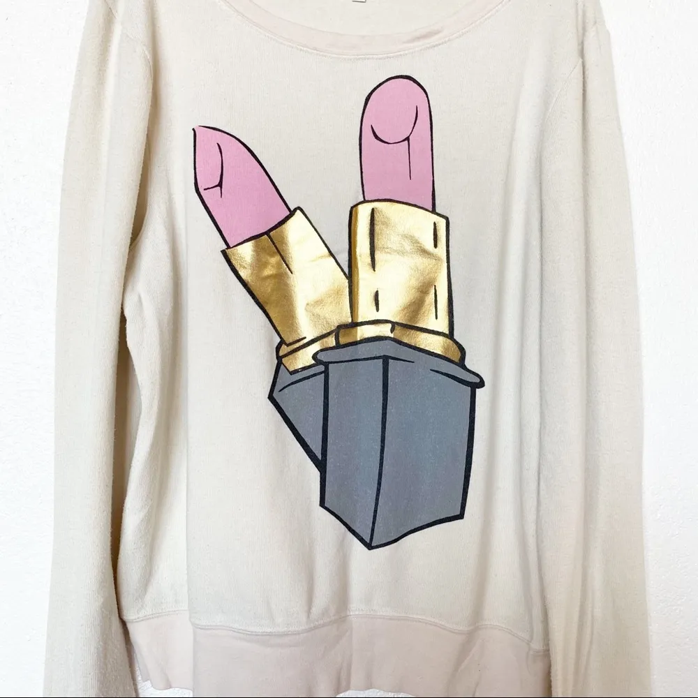 Wildfox Brigitte Lipstick Baggy Beach Sweatshirt Size Small - Image 6