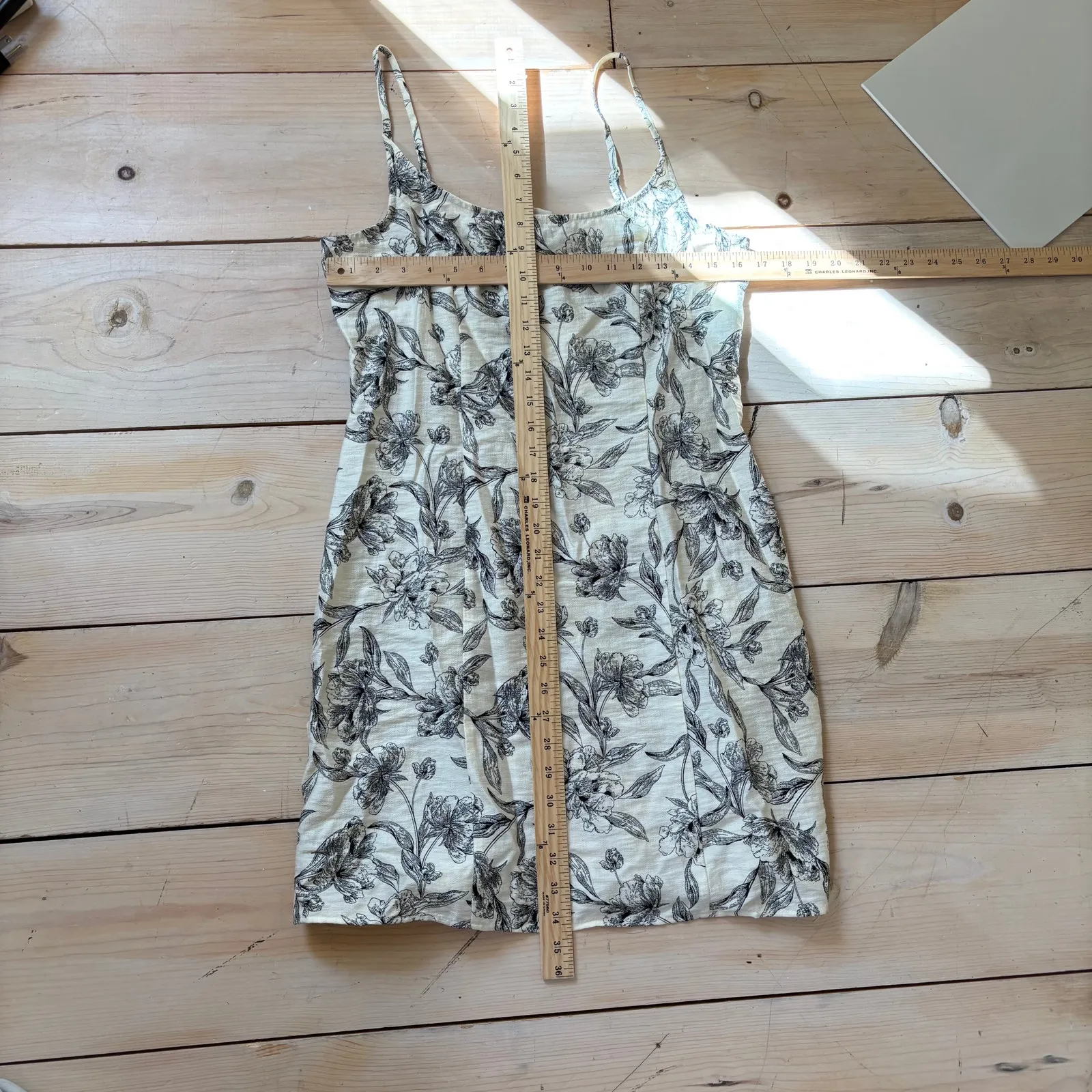 A New Day NWT Women's Mini Woven Tank Dress Cream Floral Size 10 - Image 8