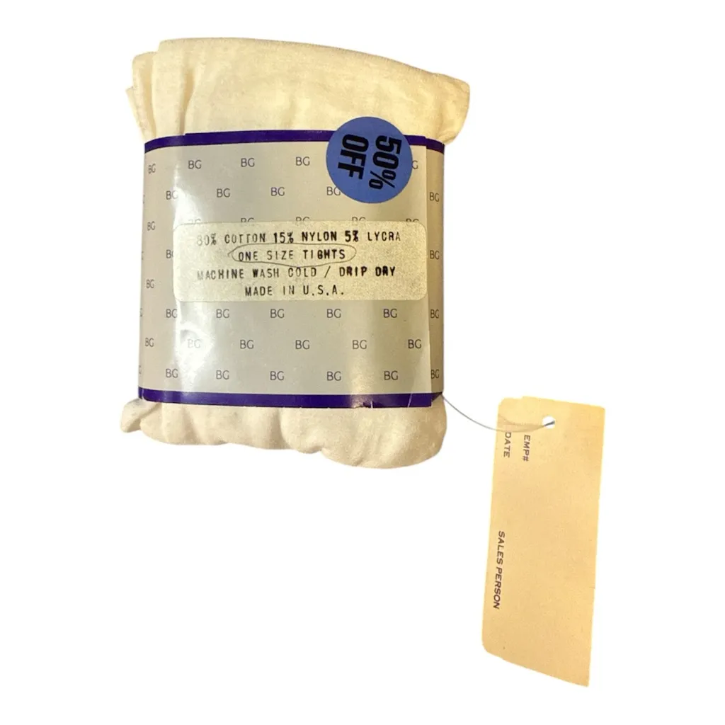 Vintage Bergdorf Goodman Cream Tights NWT Made in USA White - Image 2