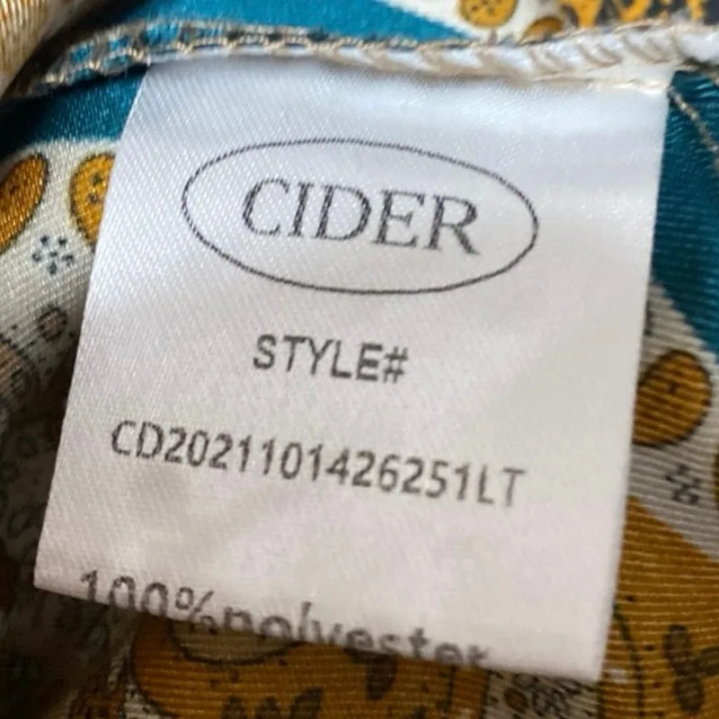 Cider Multicolor Geometric Floral Long Flared Bell Sleeves Crop Blouse Top Sz XS - Image 5