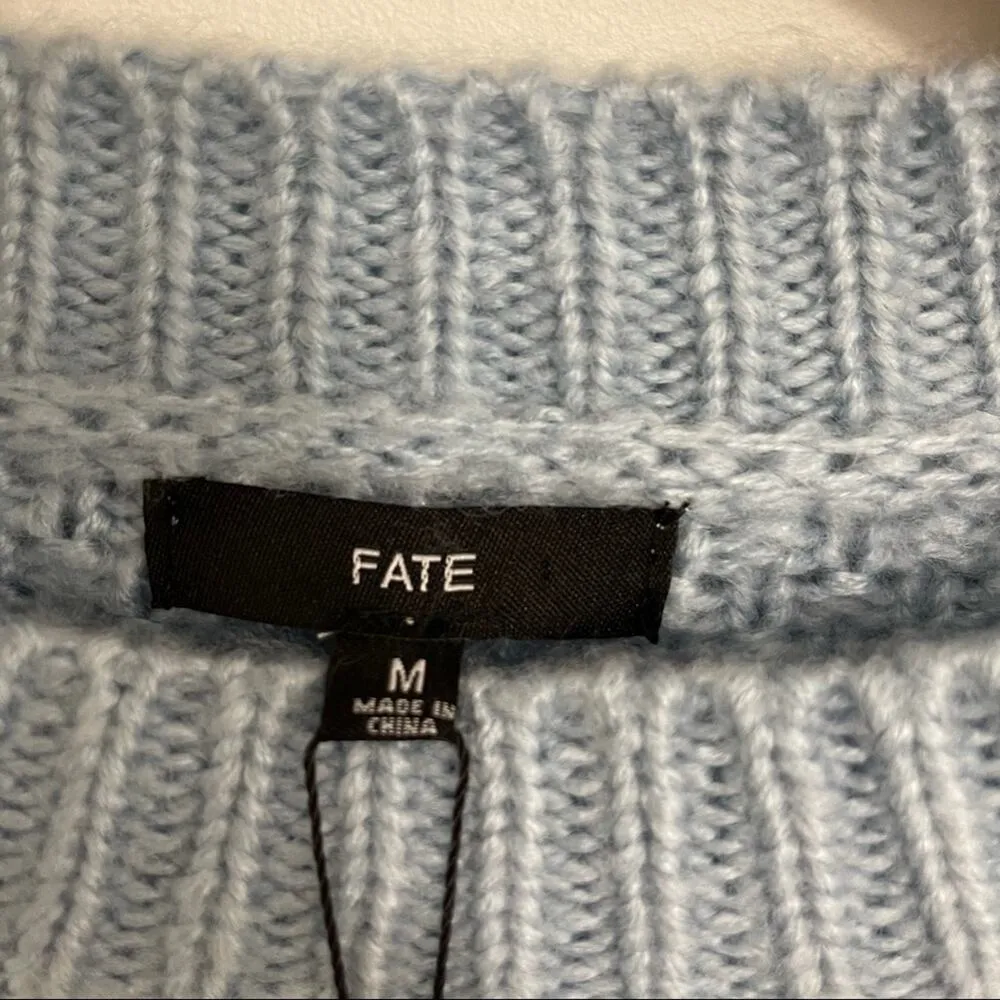 FATE Betti Diamond Sweater Baby Blue Heavy Warm Winter Cozy NWT Size Medium - Image 10