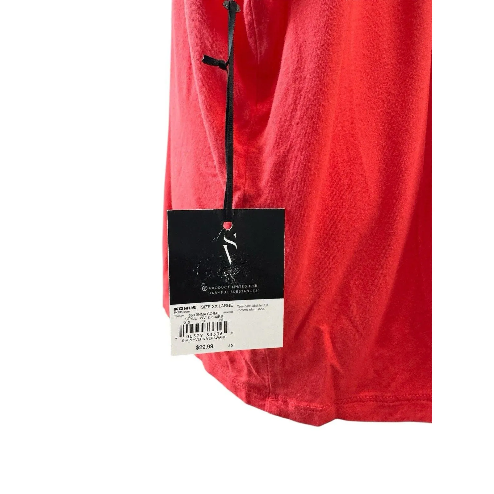 Simply Vera Vera Wang Top Size XXL Coral Women’s Blouse Retail $30 NWT - Image 5