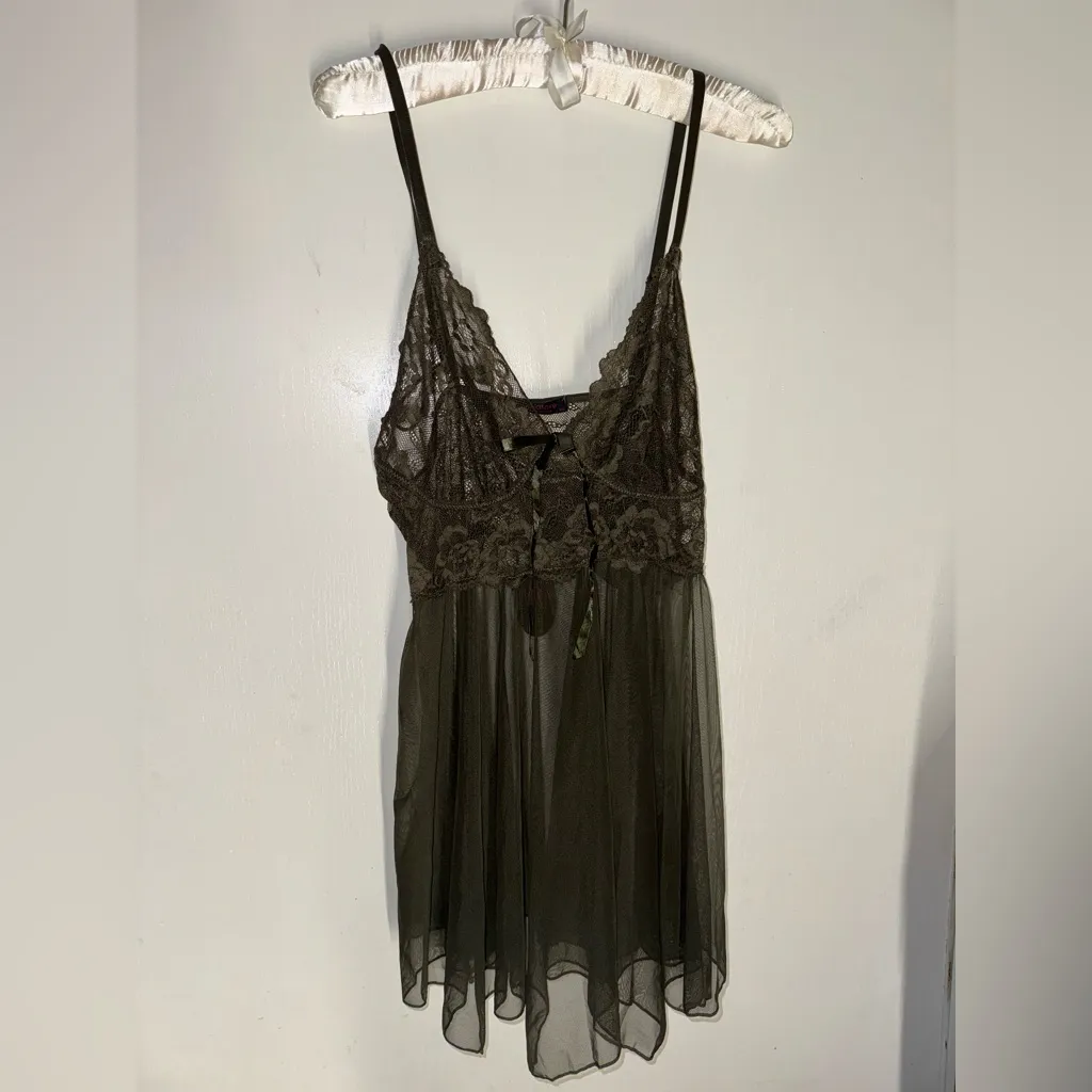 Elegant Lace Nightgown in Black Size XXL - Image 2