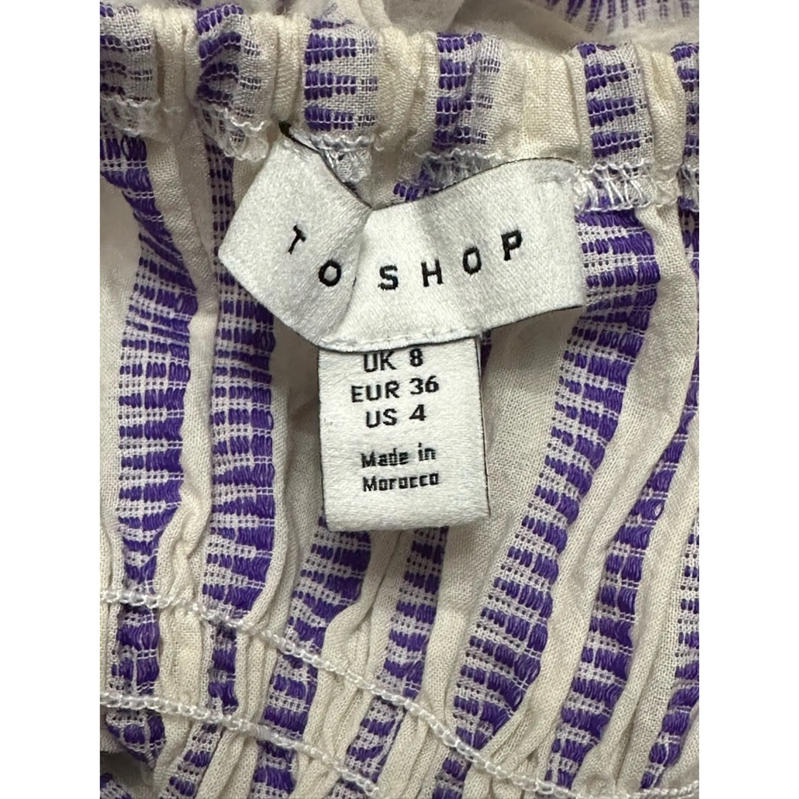 Topshop Playsuit Romper Long Sleeve Cutout Tie Wrap Striped Purple Women's NWOT - Image 7