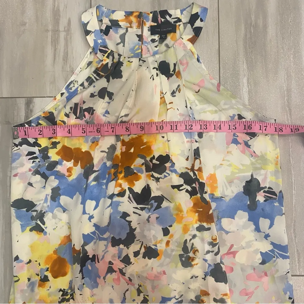 The Limited White Floral Sleeveless Faux Wrap Halter Top, Size Tall Small - Image 9