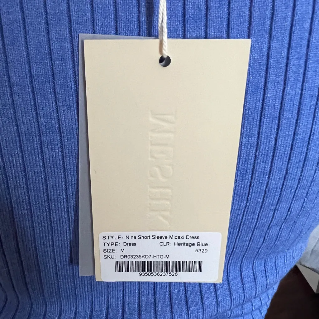 NWT Misha Collection Nina Ribbed Short Sleeve Midaxi Dress Heritage Blue - Image 7
