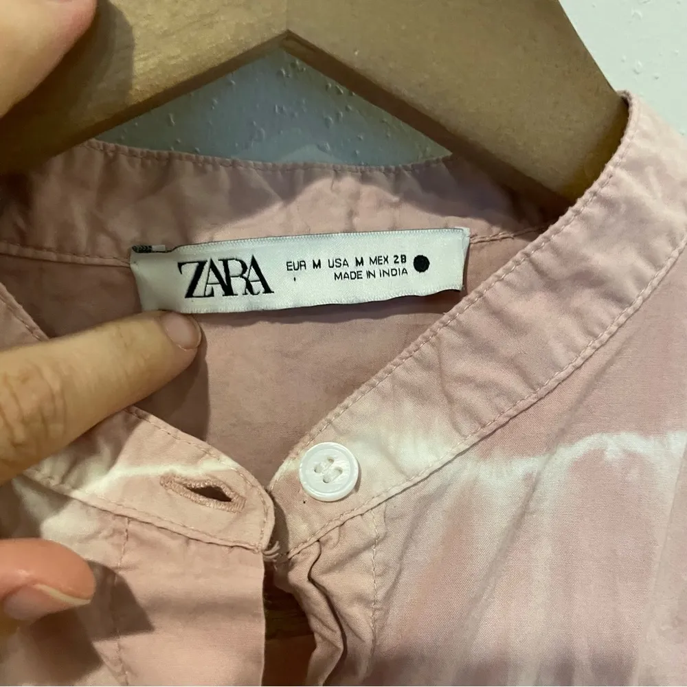 Zara Dusty Pink Tie Dye Button Up Long Sleeve Shirt - Image 10