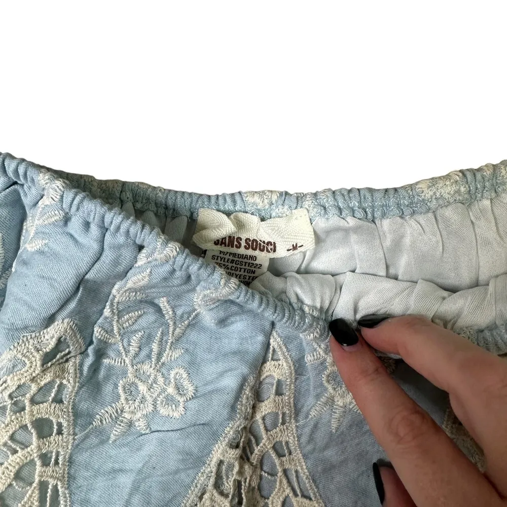 Sans Souci Baby Blue Embroidered Lace Tube Top M - Image 4