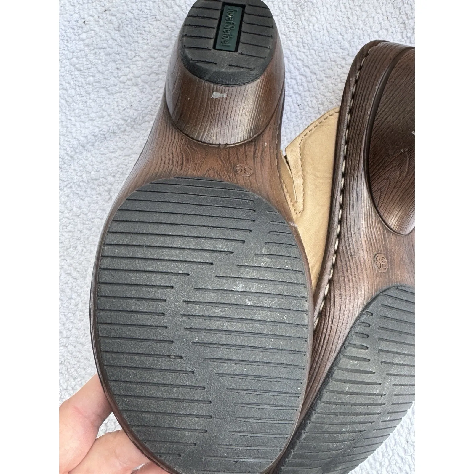 Josef Seibel Women's Slip On Leather Mules‎ Open Toe Sandal Size 39 US 8 Tan - Image 4