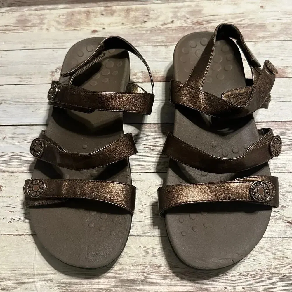 Vionic Sandals Women's Size 8 Bronze Metallic Comfort Orthopedic Cushion Straps - Image 5