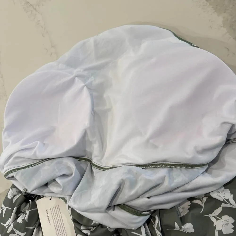 Bloomchic NWT Floral Cut Out Tankini Swim Top Women’s Size 28 Mint Green Padded - Image 8