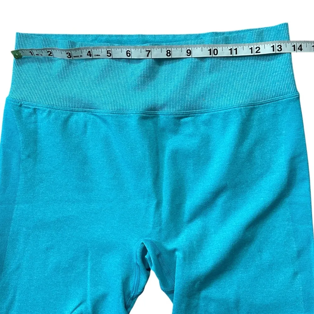 PINK Active Blue Seamless High Waist Active 7/8 Length Workout Leggings Sz Large - Image 6