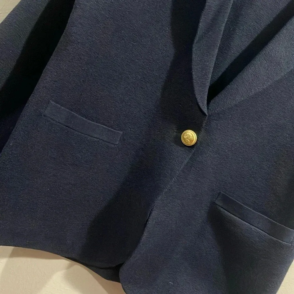 J.Crew Button & Pocket Cardigan | Medium Navy & Gold - Image 3