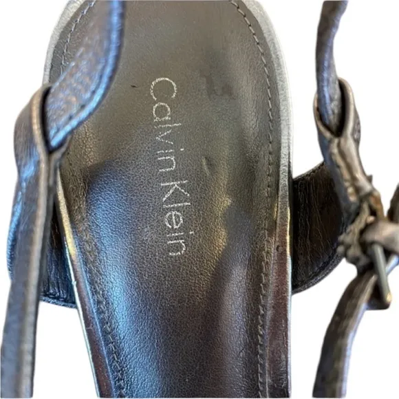 Calvin Klein Metallic‎ T-Strap Heels - Image 3