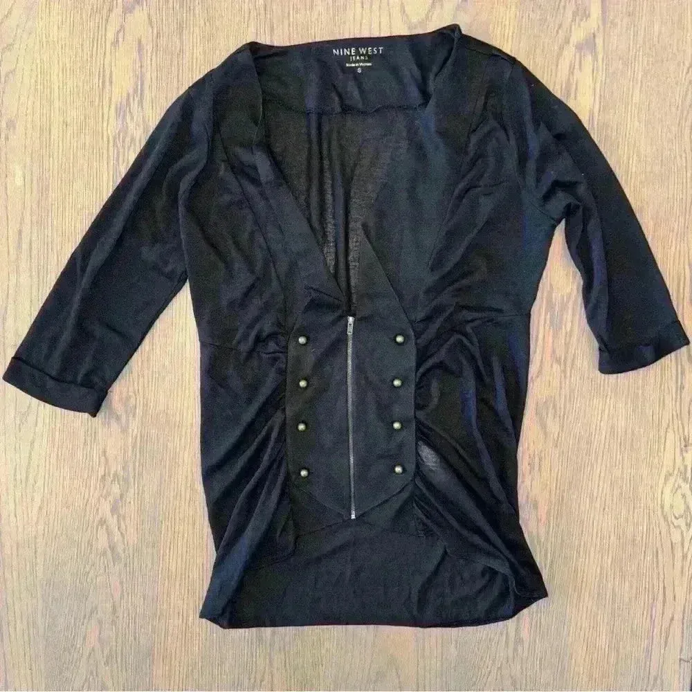 NWOT Nine West Woman’s zip up cover up cardigan sweater 3/4 sleeve black size S - Image 7