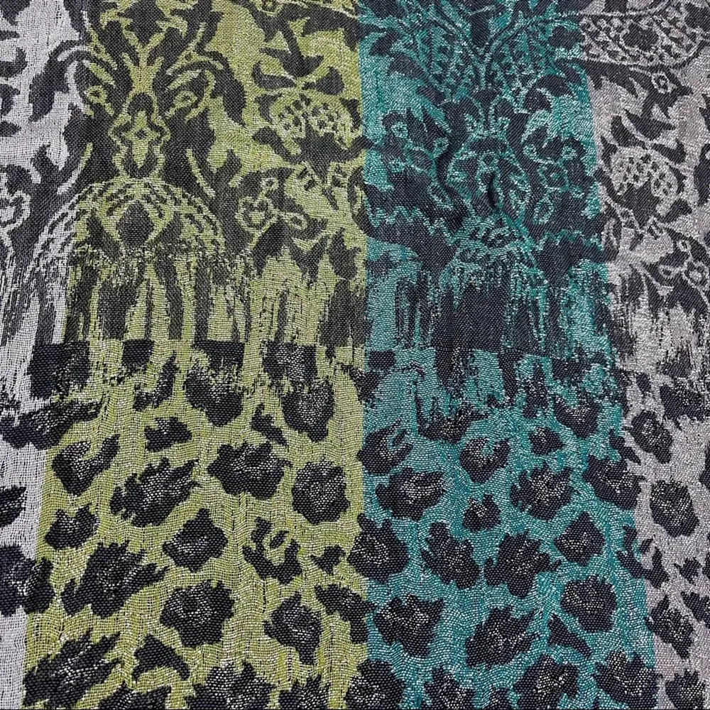 Cejon Animal Print Fringe Metallic Thread Oversized Scarf - Image 11