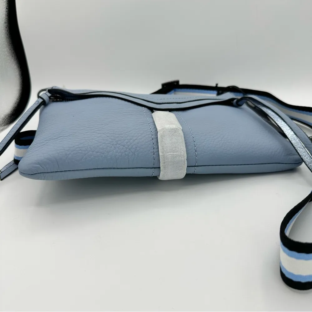 Botkier Trigger Flat Zip Crossbody in Blue Cadet Stripe Camera Strap NWT - Image 7