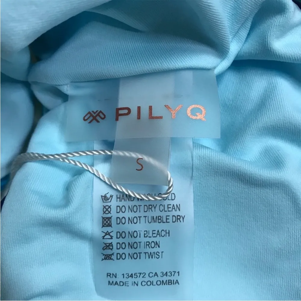 PilyQ Small Blue, Pink Tropical Knotted Crop Bikini Top Swim - Image 5