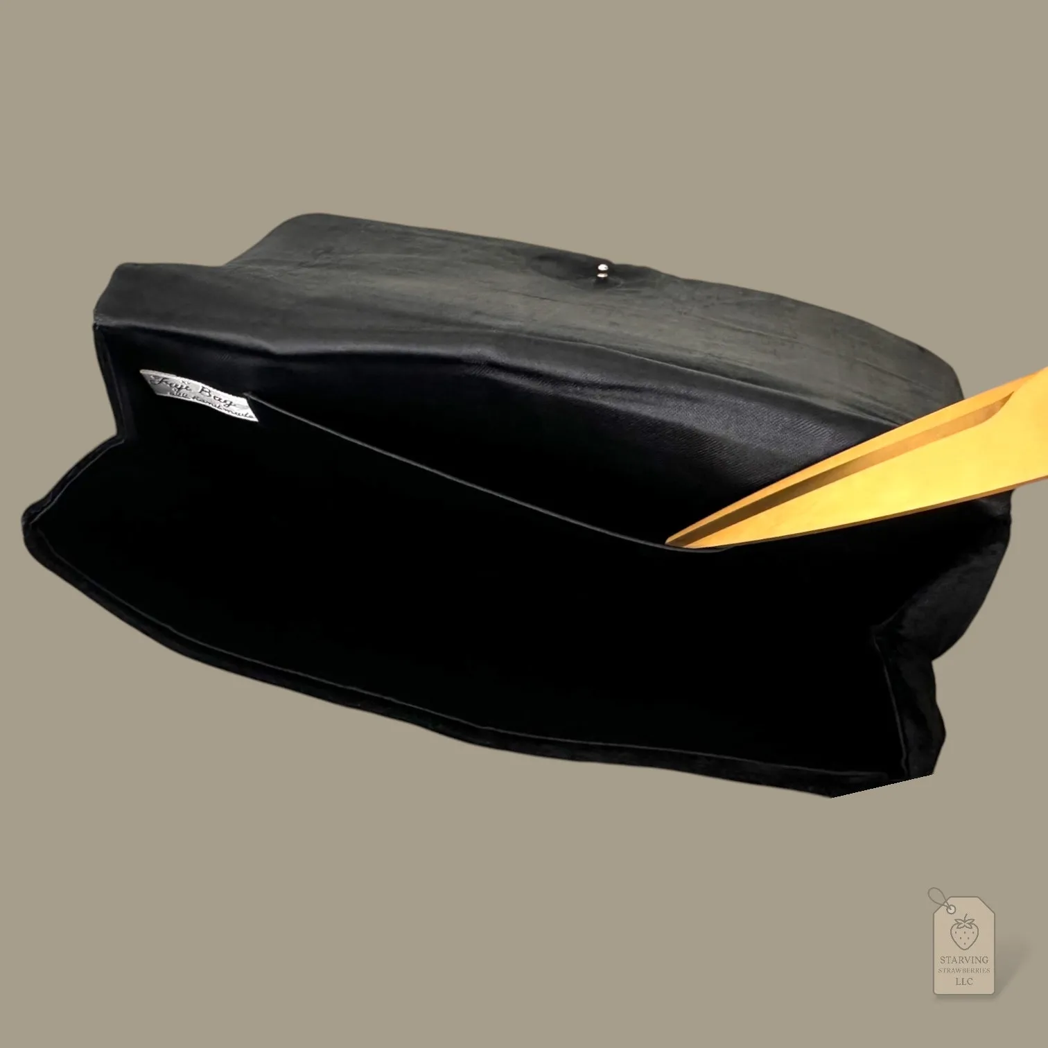 Vintage Handmade Fuji Bag Black Velvet Embroidered Clutch Purse - Image 4