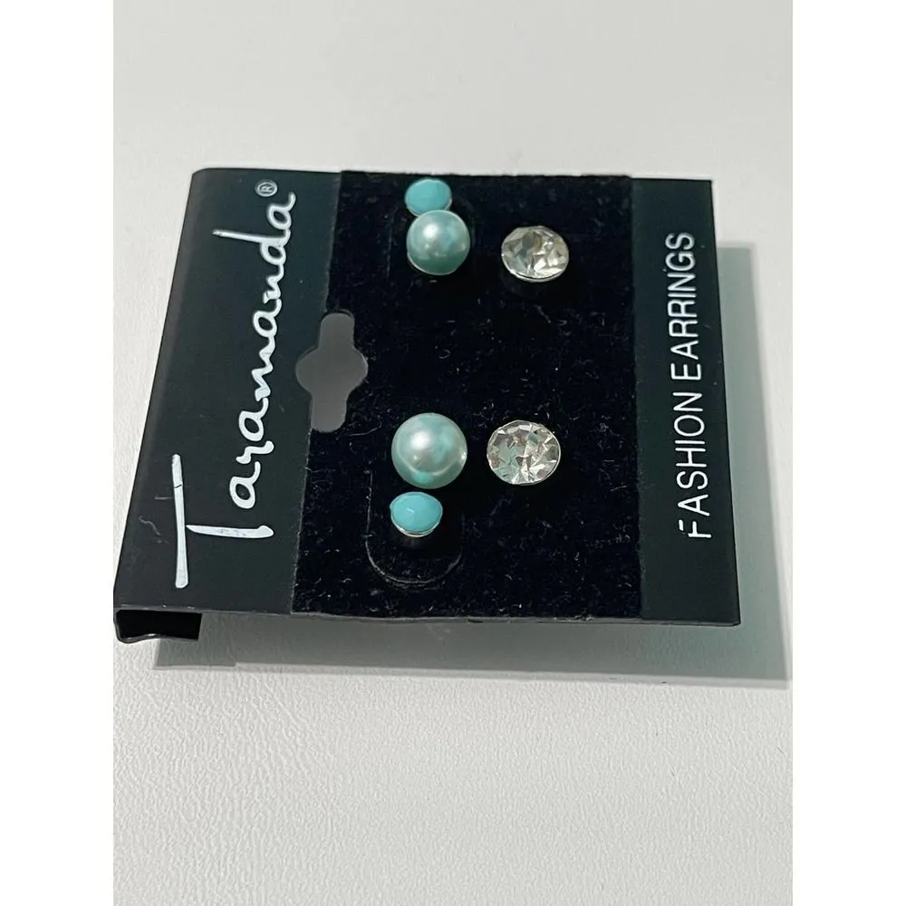 Taramanda‎ Trio Earring Set CZ Studs Tiny Stud Blue Blue - Image 4