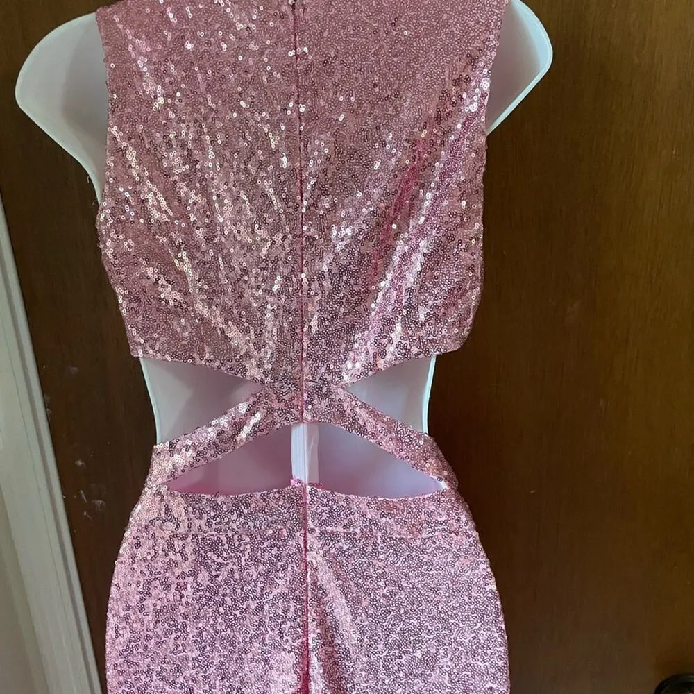 Pink sequin cutout maxi dress Size 4 - Image 4