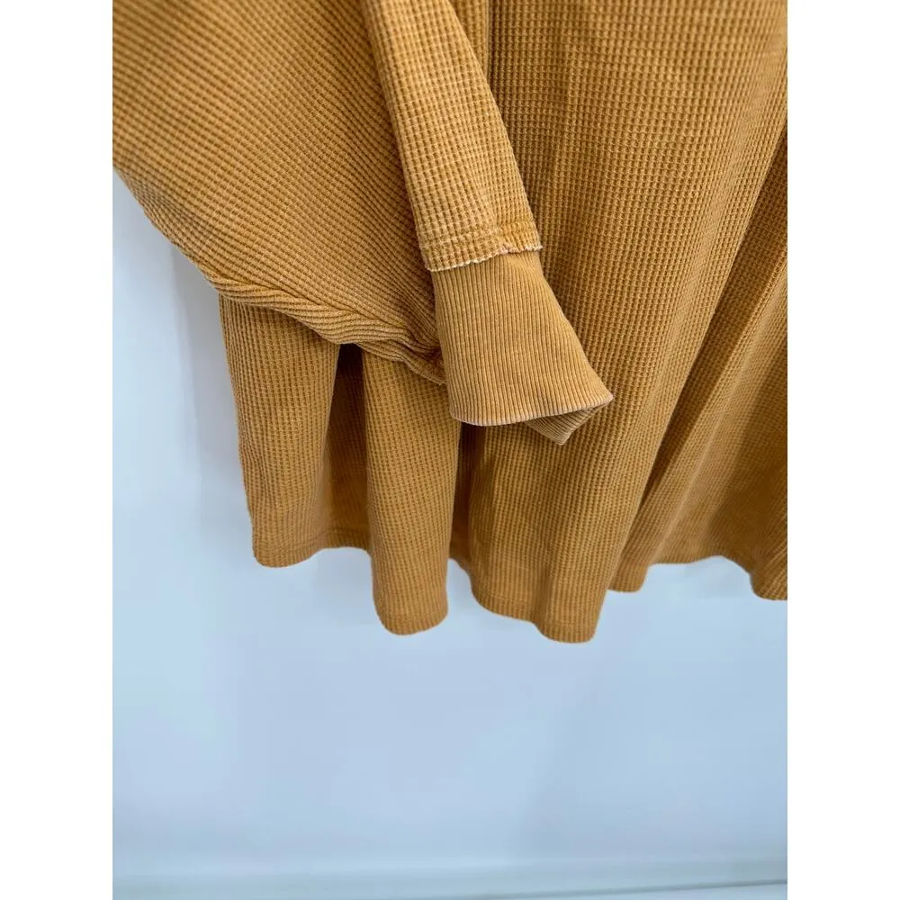 Woman Within Thermal Long Sleeve Shirt Women 3X Yellow Floral Embroidery V Neck - Image 5