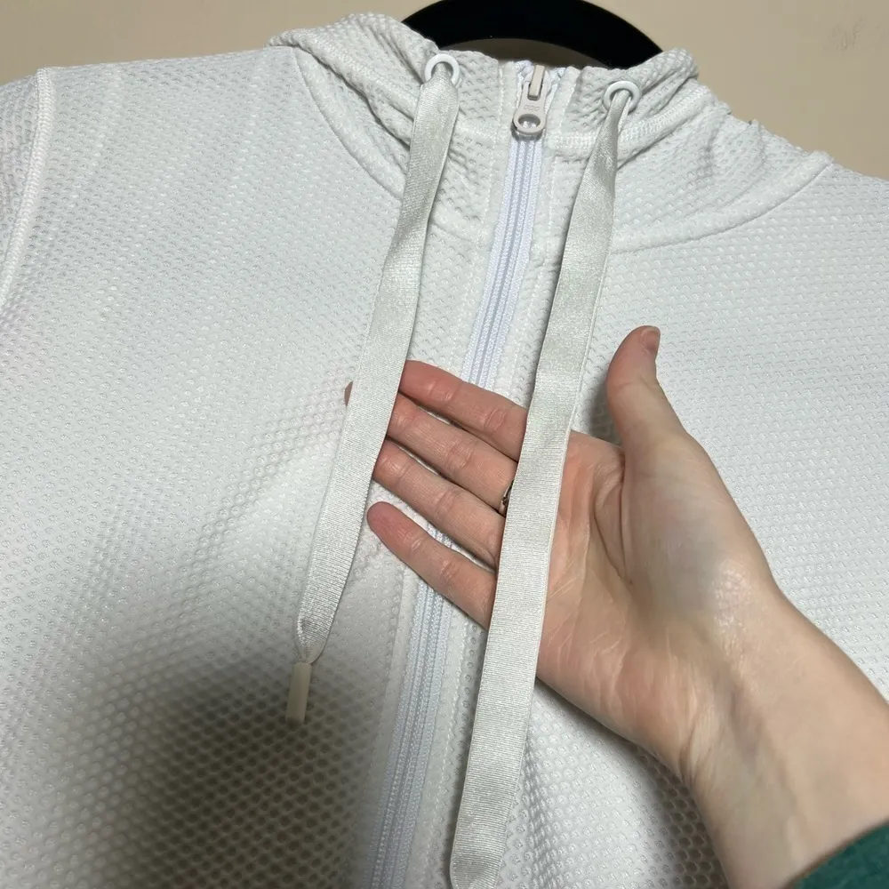 White Textured Athletic Zip Up - Image 5