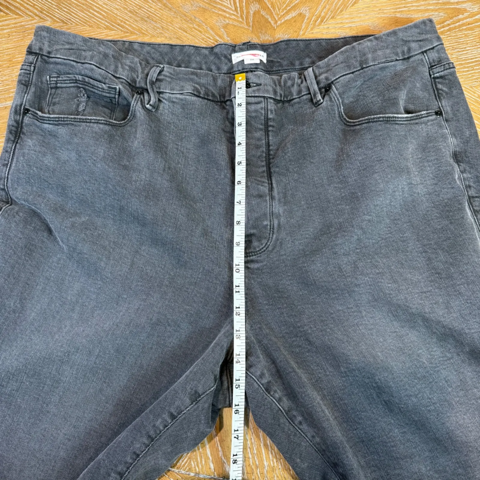 Good American Good Boy High Waist Black Wash Denim Jeans Raw Hem Plus Size 22 - Image 9