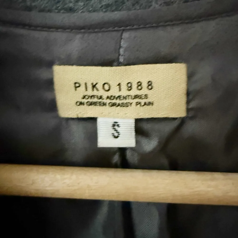 PIKO 1988 | Open Front Grey Wool Blend Jacket Coat Cascade Shawl Collar | Small Gray - Image 4