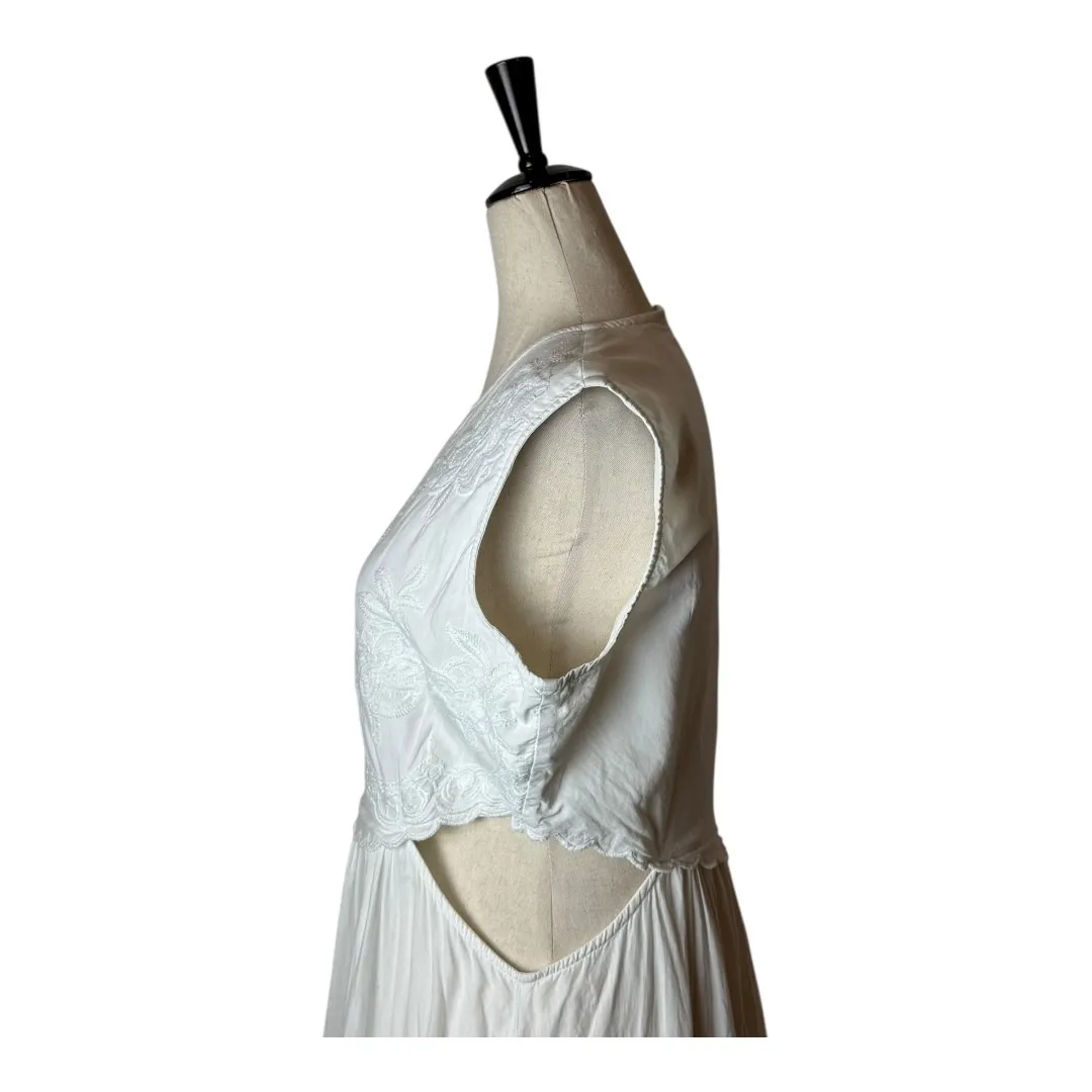 Bardot Dress Women XL White Cotton Embroidered‎ Cut Out Tiered Maxi Boho Cottage - Image 10