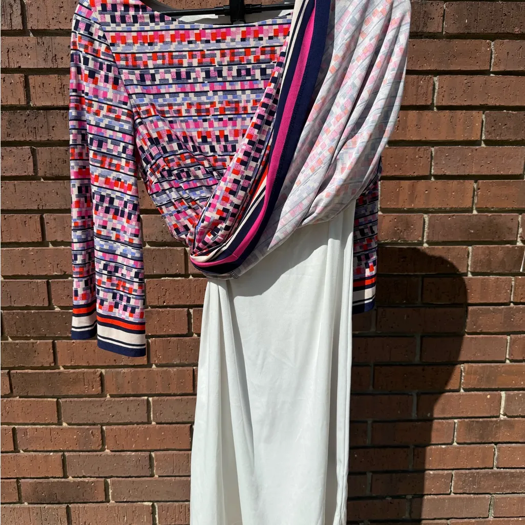 Jessica Howard Geometric Design Shift Dress 3/4 sleeves Size 10 Multi-Color EUC - Image 5