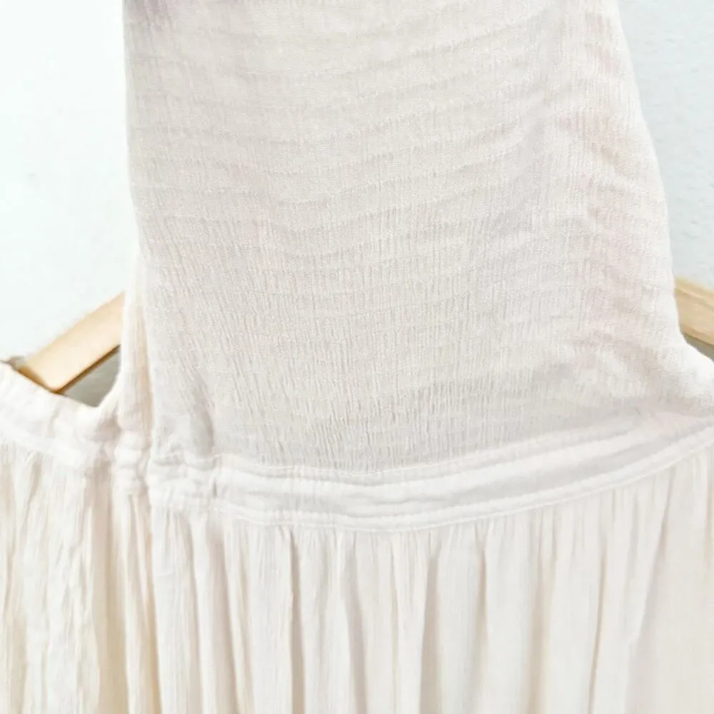 R. VIVIMOS | Summer Cotton Sexy Backless Long Dress Beige Nude Cream | Large - Image 7