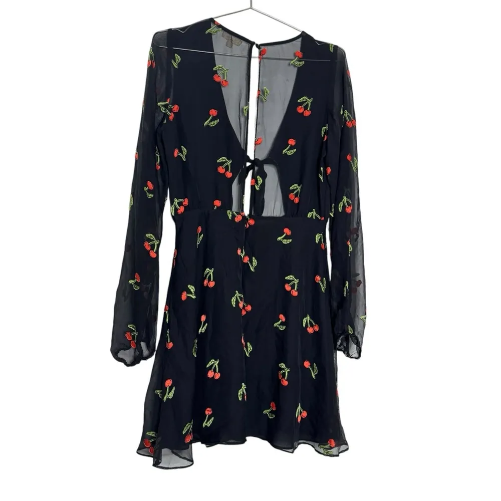 For Love & Lemons Cherry Twist Retro Burnout Velvet Pinup Cutouts Mini Dress - Image 7