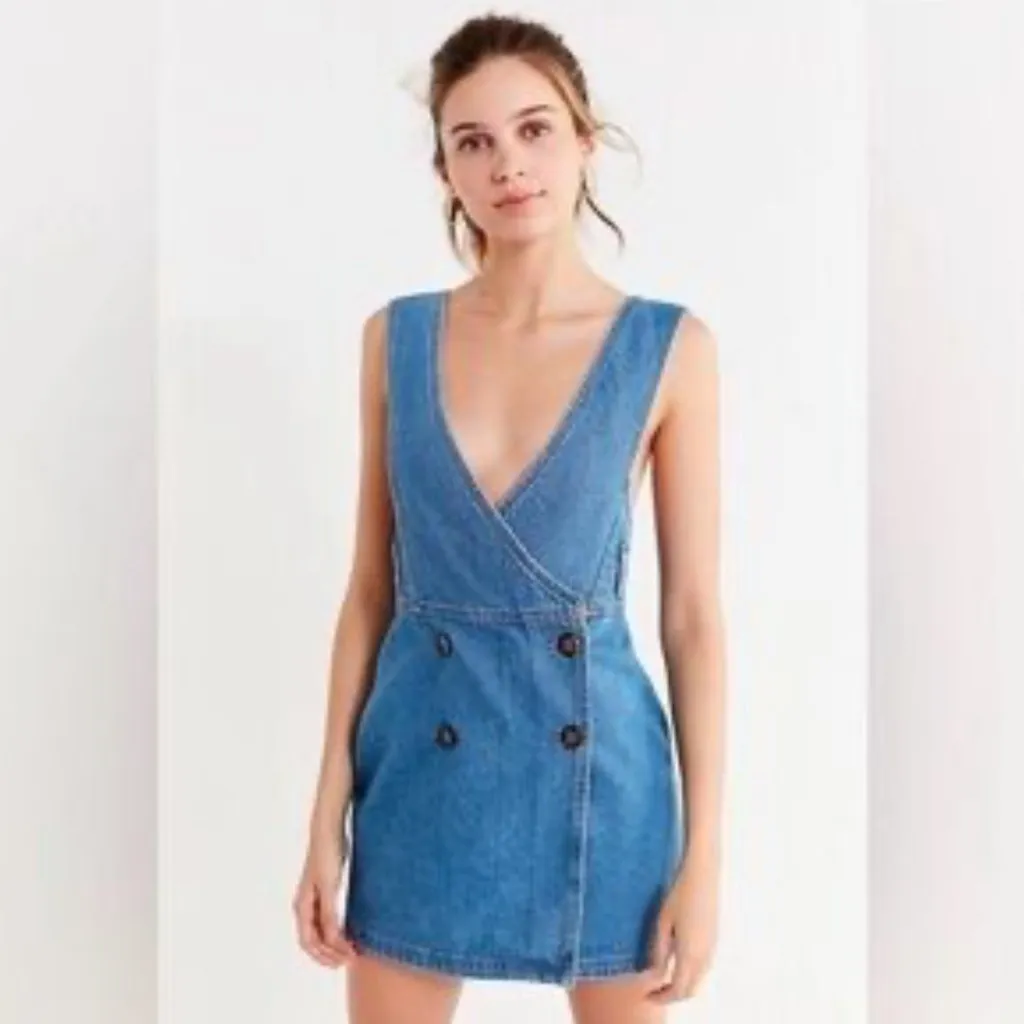 BDG Double Breasted Denim Skirtall Overall Women's Large - Image 9