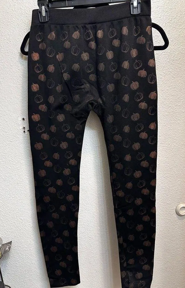 Pumpkin Print Leggings Black Size L - Image 2