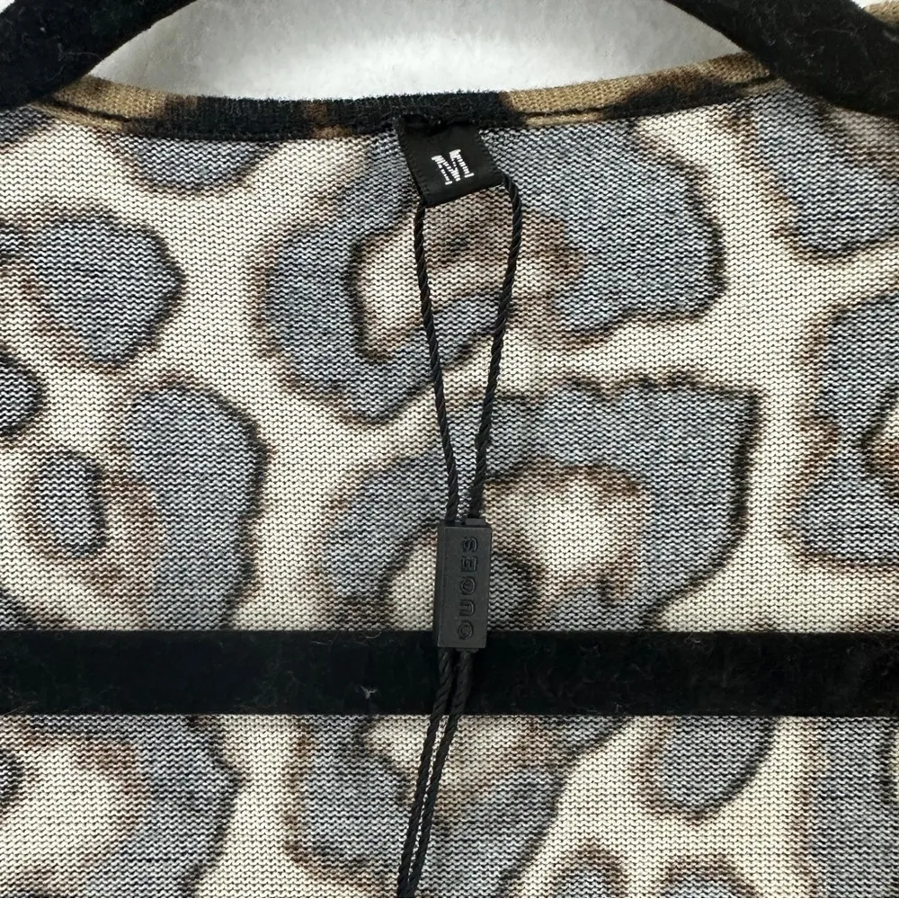 Open Front Leopard Print Long Sleeve Long Cardigan Size Medium Brown - Image 4