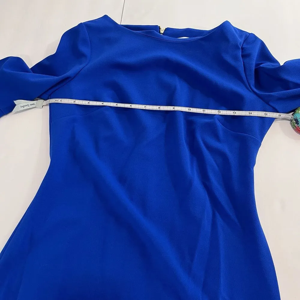 Calvin Klein Royal Blue Bell Sleeve Stretch‎ Crepe Sheath Dress Size 4 - Image 8