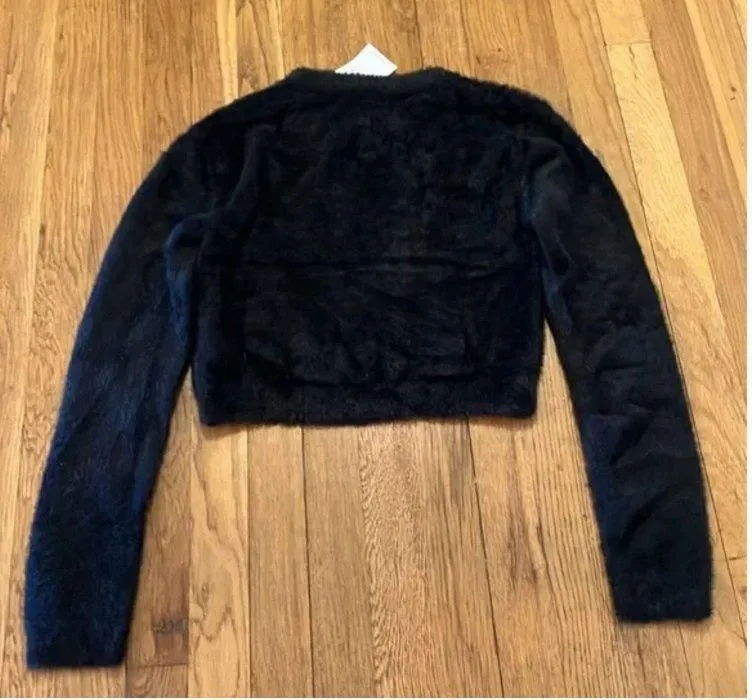 NWT Forever 21 black fuzzy cropped sweater size xl - Image 3