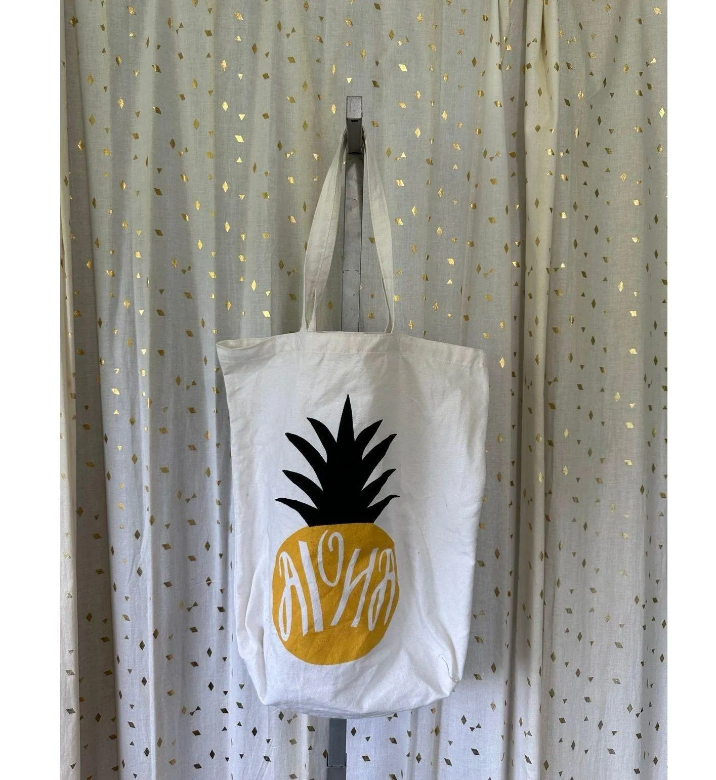 Aloha Hawaii Pineapple Canvas Farmer's Market Tote Shopping Bag - Image 2