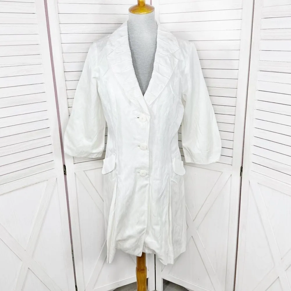 Cabi Artist Style Tunic Long Line Jacket Ivory Medium Pleated Button Front - Image 2