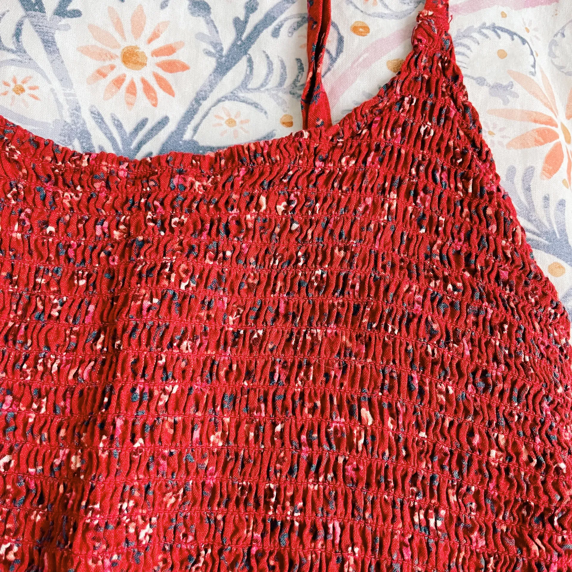 Red Smocked Tank Top - Image 3