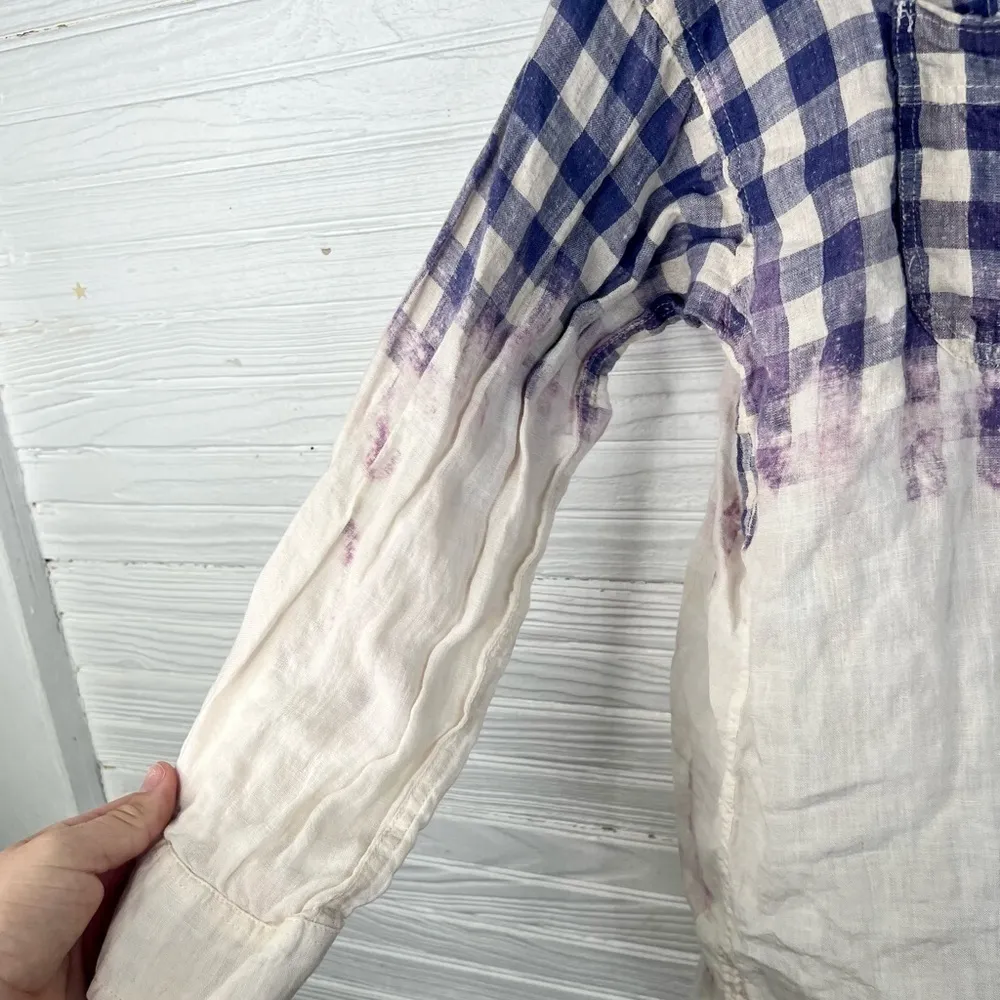 Vici Plaid Bleached Out Destroyed Hutton Up Shirt Size Medium Distressed - Image 7