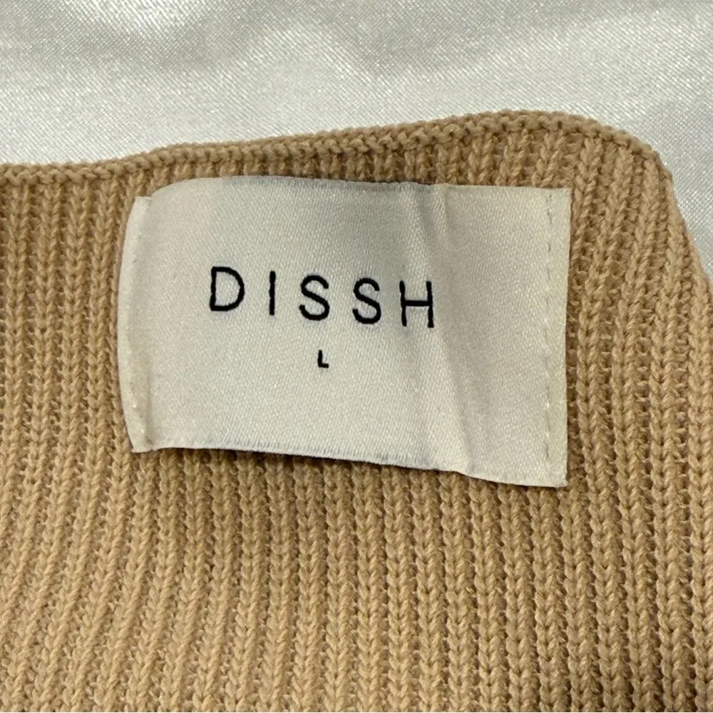 Dissh Stride Ribbed Long Sleeve Midi Dress Large Warm Wheat Beige Knit Minimal - Image 10