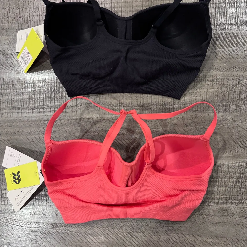 All in Motion Black and Coral sports bras- size XS - Image 2