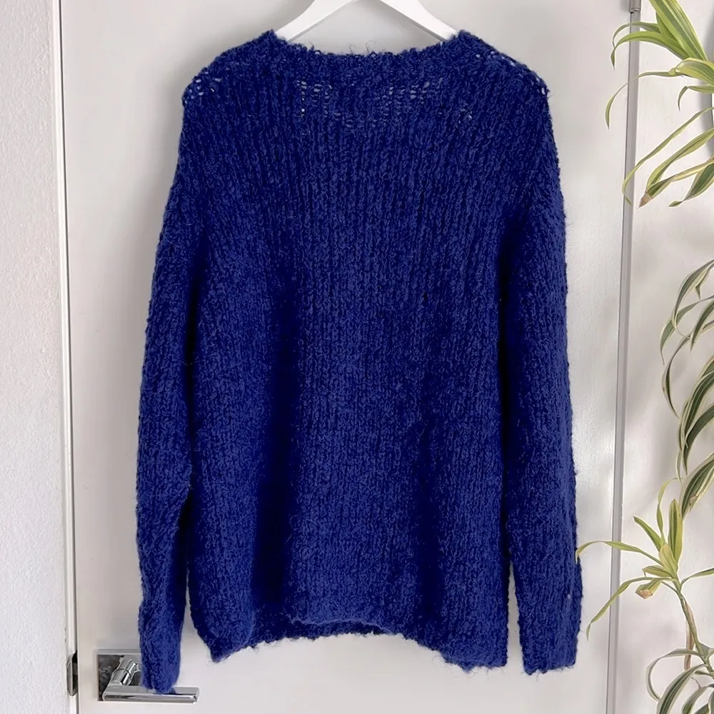 JUST FEMALE x Anthropologie Royal Blue Sagta Knit Mohair Chunky Sweater L $271 Size L - Image 4