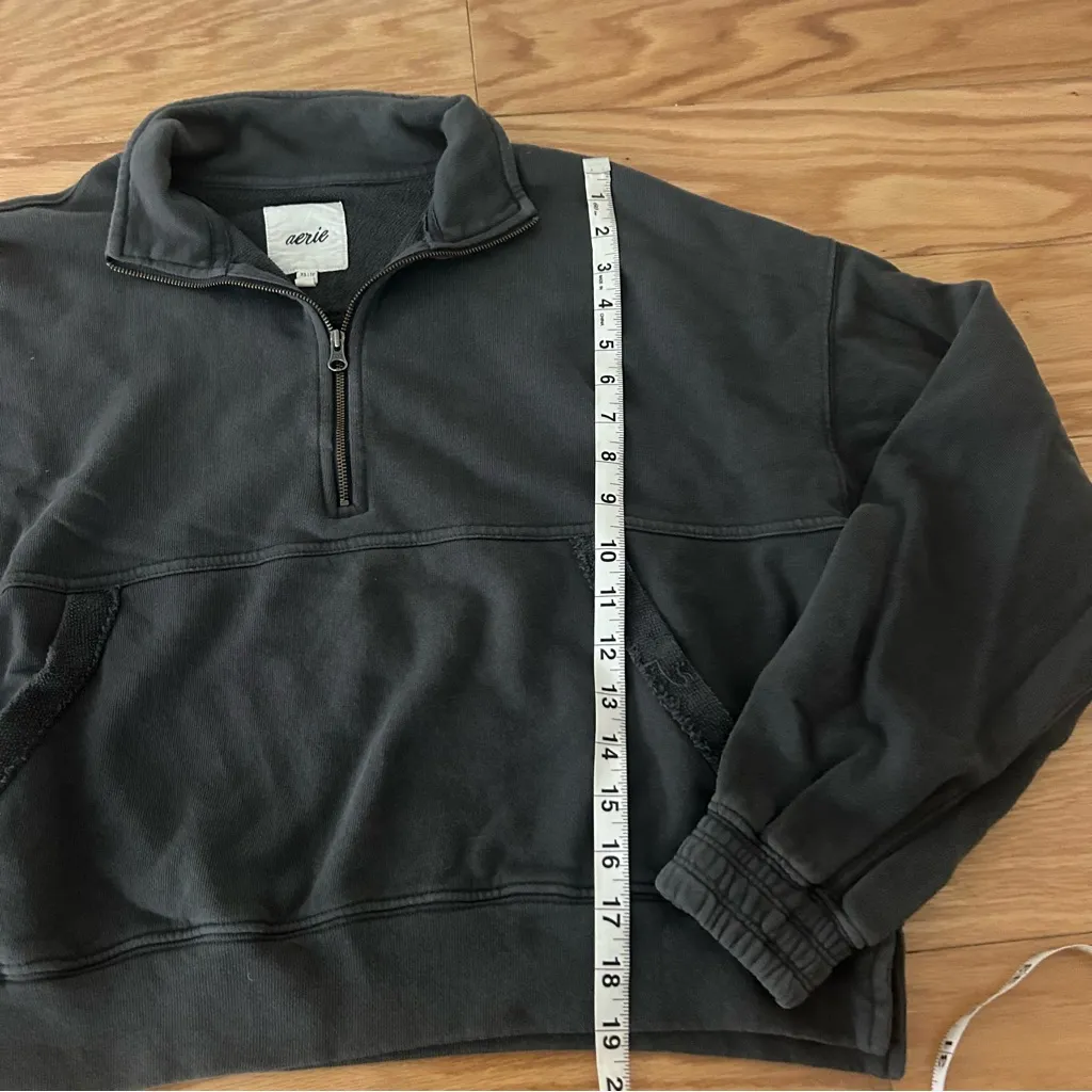 Aerie Charcoal Zip-Up Sweater - Image 3