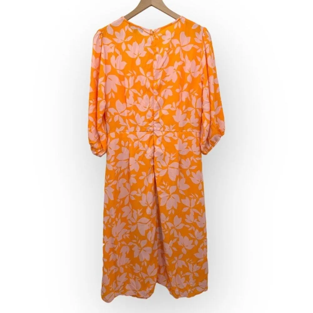 Eclair Floral Cutout Maxi Dress 3/4 Sleeves O Ring Summer Orange Size XL - Image 5