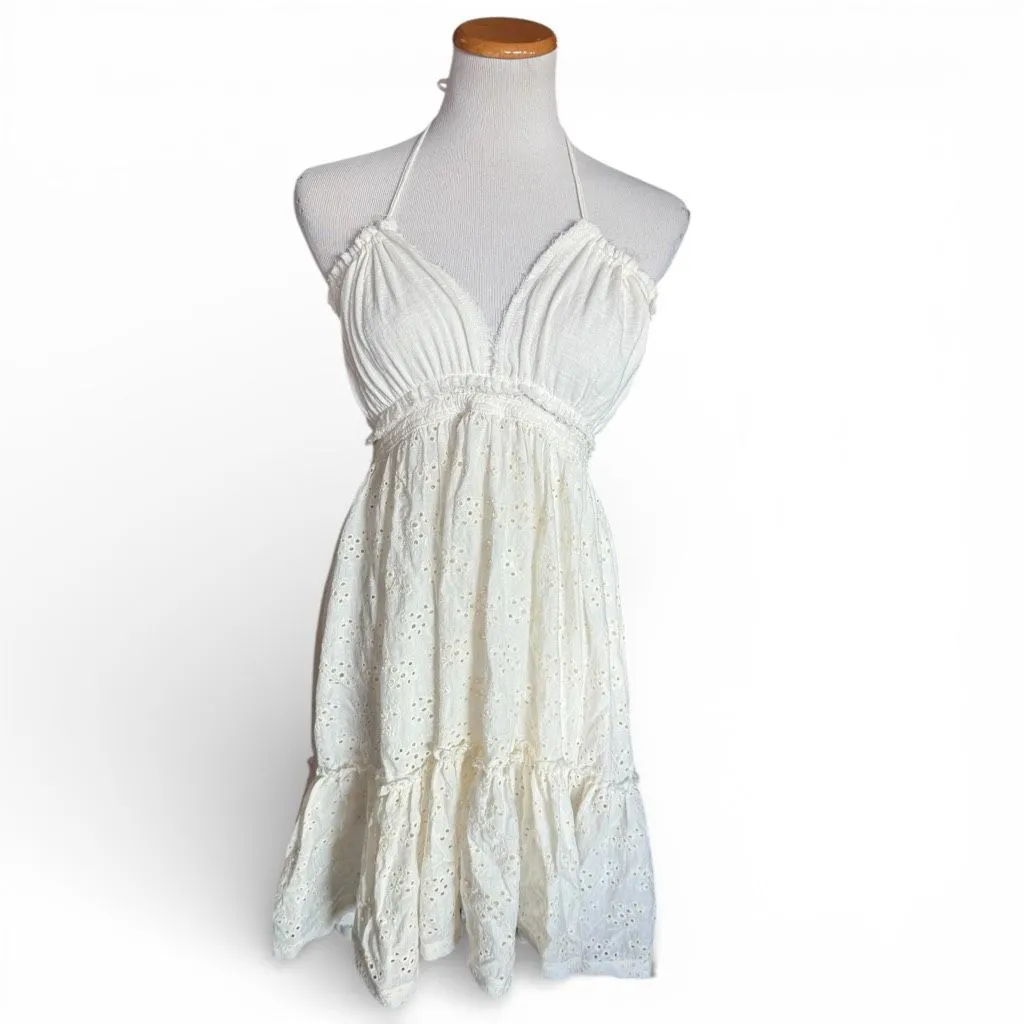 NWT Womens Olivaceous White Eyelet Style Spring Halter Dress - Sz M - Image 2